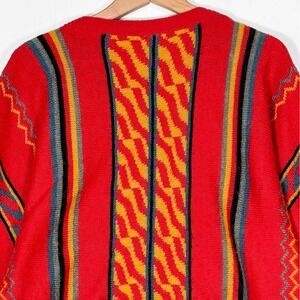 VTG 90s Lilly California Red Geometric Pattern Sweater Womens S Dolman‎ Colorful